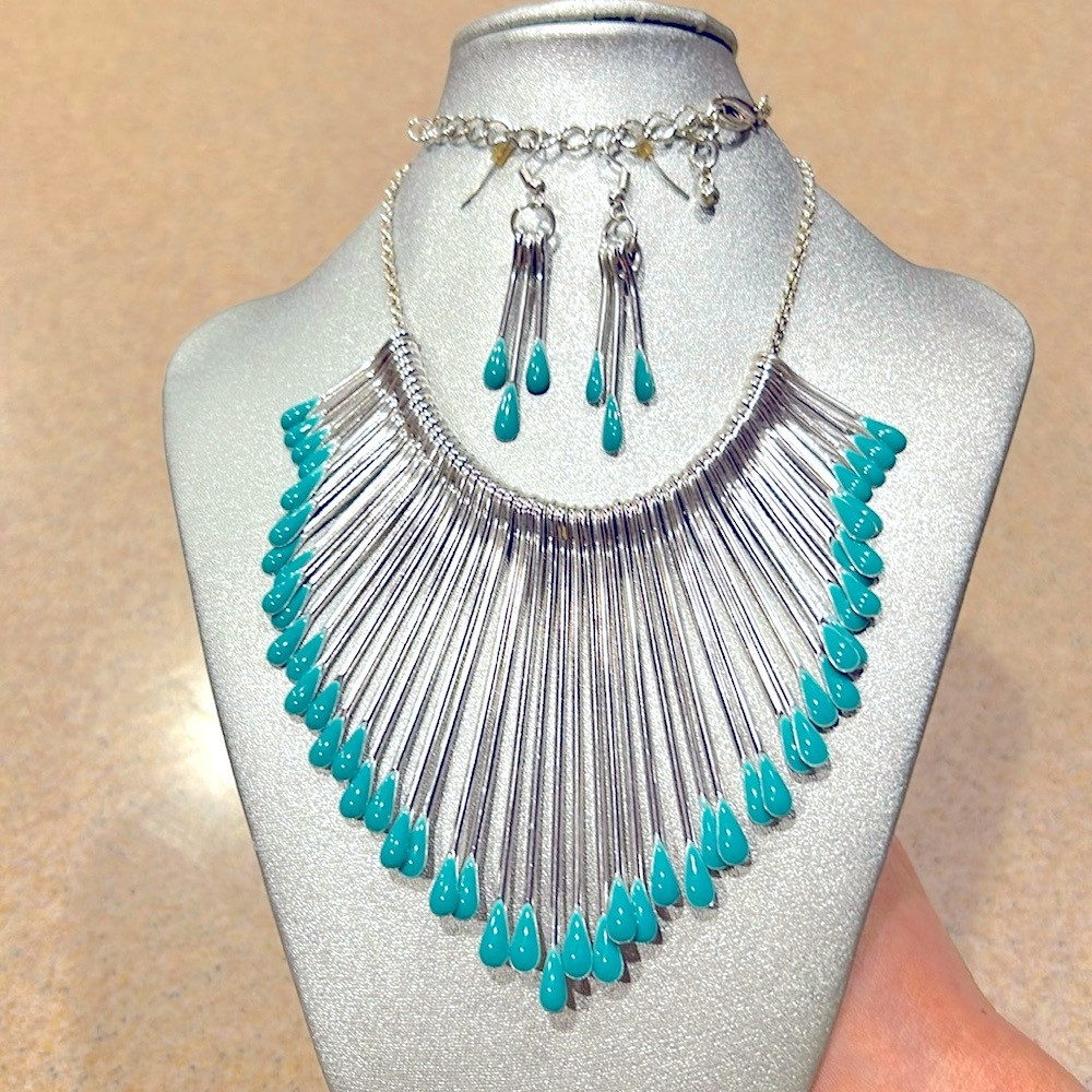 Like New! Turquoise Drops Necklace and Earrings Set